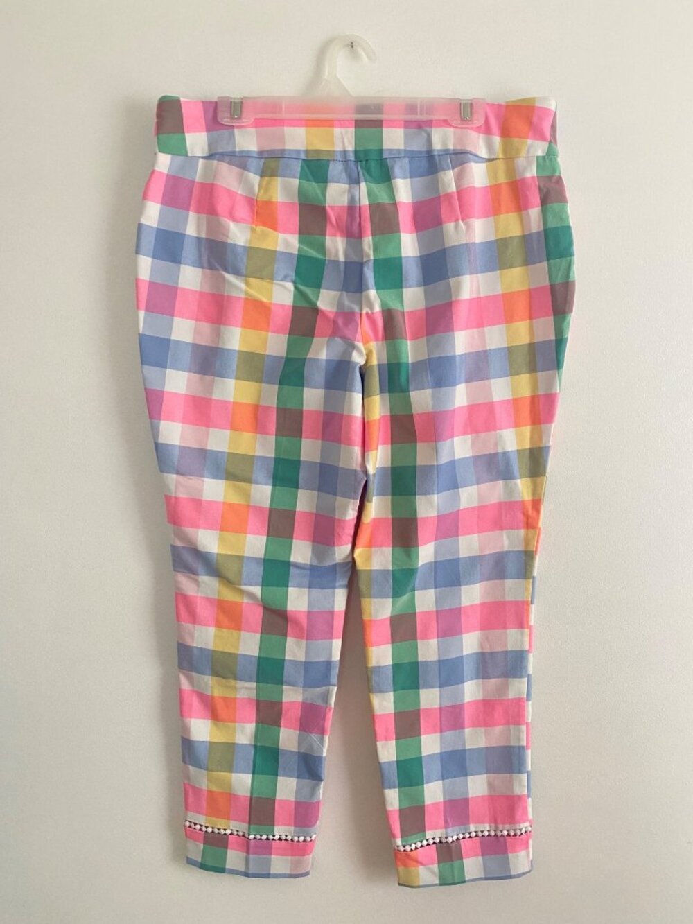 Crown & Ivy Women's Multicolor Pastel Plaid Cropped Pants Size 16W - Picture 2 of 6
